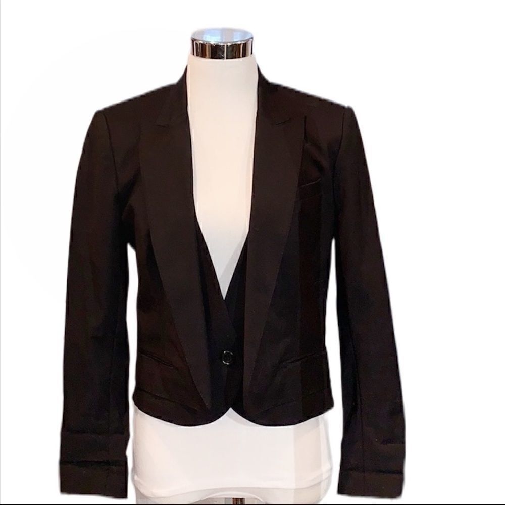 Robert Rodriguez Built in Vest Blazer Jacket in Black Size 8
